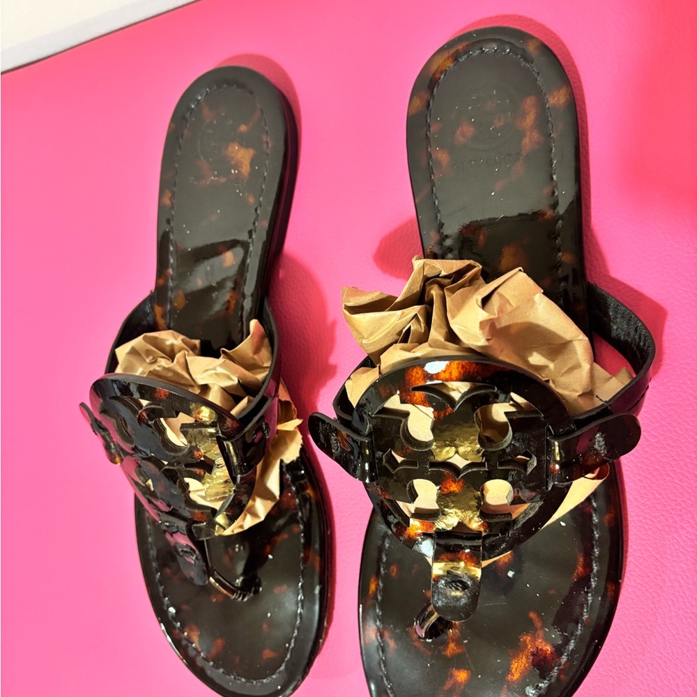 Tory Burch Miller sandals, tortoise
